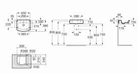 Мини-раковина для ванной подвесная Roca Hall 45х38 с одним отверстием под смеситель керамика белая A327624000