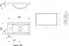 Мини-раковина для ванной Ravak Classic с отверстием искусственный мрамор белая XJD01140000