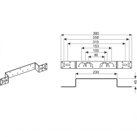 Монтажна пластина для двох настінних куточків Tece TECEflex 390 мм оцинкована сталь 720528