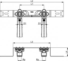 Монтажный комплект Tece TECEflex с настенными уголками для смесителя 20 х 1/2'' и звукоизоляционными элементами 720562