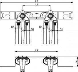 Монтажний комплект Tece TECEflex з настінними U-куточками для змішувача 16 х 1/2 '' х 16 і звукоізоляційні елементами 720566