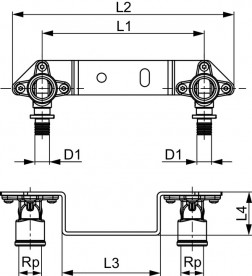 Монтажний комплект TECE ТЕСЕflex з настінними куточками для змішувача 16хRp 3/8 латунь 765135