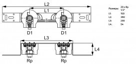 Монтажний вузол TECE TECEflex 153 мм з куточками з настінним кріпленням 20xRp 1/2'' кремнієва бронза 720568