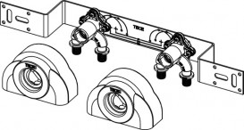 Монтажний вузол TECE TECEflex з кутовими трійниками з настінним кріпленням 153 мм 16xRp 1/2''x16 кремнієва бронза 720569