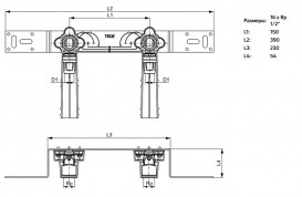 Монтажний вузол TECE TECElogo-Push 150 мм з куточками з настінним кріпленням 16xRp 1/2'' бронза/кремнієва бронза 8723100