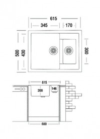 Мойка для кухни Adamant Duplex 615х500 мм искусственный гранит сахара 4824296101602