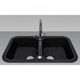 Мойка для кухни Adamant Twins 770х470 мм искусственный гранит черный 4824296100503