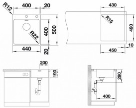 Мойка для кухни Blanco Andano 400-IF/A 44х50 см нержавеющая сталь 525244