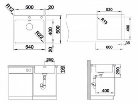 Мийка для кухні Blanco Andano 500-IF/A 54х50 см нержавіюча сталь 525245