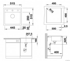 Мийка для кухні Blanco Dalago 5 51,5х51 см SILGRANIT® PuraDur® чорний 525871