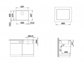 Мийка для кухні Blanco Etagon 500-F 52,7х42,7 см SILGRANIT PuraDur® кава 526348