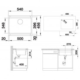 Мийка для кухні Blanco Etagon 500-U кераміка PuraPlus ™ чорний 525155