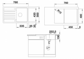 Мийка для кухні Blanco Legra 45 S 78х50 см SILGRANIT® PuraDur® білий 522203
