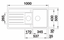 Мийка для кухні Blanco Legra 6 S 100х50 см SILGRANIT® PuraDur® вулканічний сірий 527271