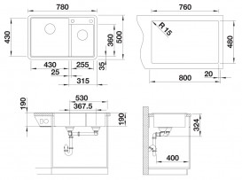 Мийка для кухні Blanco Legra 8 78х50 см SILGRANIT PuraDur® м'який білий 527089