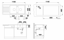 Мийка для кухні Blanco Legra 8 S 116х50 см SILGRANIT® PuraDur® вулканічний сірий 527273