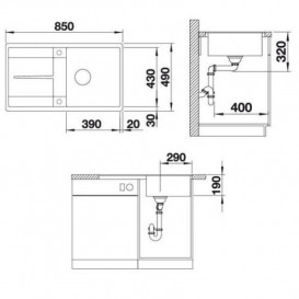 Мойка для кухни Blanco Metra 5 S-F 85х49 см SILGRANIT® PuraDur® вулканический серый 527294