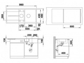 Мийка для кухні Blanco Metra 6 S-F 99х49 см SILGRANIT® PuraDur® вулканічний сірий 527301