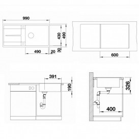 Мойка для кухни Blanco Metra XL 6 S-F 99х49 см SILGRANIT® PuraDur® вулканический серый 527308