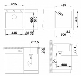 Мойка для кухни Blanco Pleon 5 51,5х51 см SILGRANIT PuraDur® мягкий белый 527135