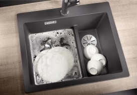 Мийка для кухні Blanco Pleon 6 Split 61,5х51 см SILGRANIT® PuraDur® чорний 525955