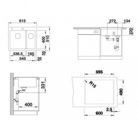 Мийка для кухні Blanco Pleon 6 Split 61,5х51 см SILGRANIT® PuraDur® чорний 525955