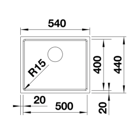 Мойка для кухни Blanco Quato 500-U под столешницу 54х44 см матовая нержавеющая сталь 528230