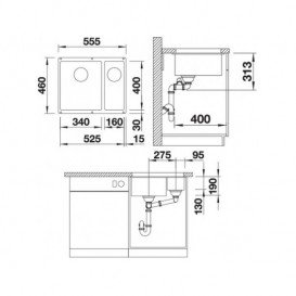 Мойка для кухни Blanco Rotan 340/160-U 55,5х46 см SILGRANIT® PuraDur® черный 526096