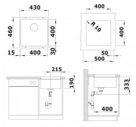 Мийка для кухні Blanco Rotan 400-U 43х46 см SILGRANIT PuraDur® вулканічний сірий 527328