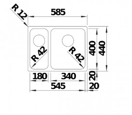 Мийка для кухні Blanco Solis 340/180-U чаша справа 58,5х44 см нержавіюча сталь 526128