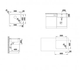 Мойка для кухни Blanco Solis 500-U 54х44 см под столешницу нержавеющая сталь 526122