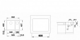 Мойка для кухни Blanco Subline 340/160-F 55,2х42,7 см SILGRANIT® PuraDur® черный 525984