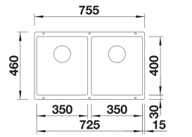 Мойка для кухни Blanco Subline 350/350-U 75,5х46 см SILGRANIT PuraDur® мягкий белый 527164