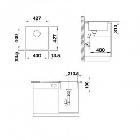 Мойка для кухни Blanco Subline 400-F 42,7х42,7 см SILGRANIT PuraDur® мягкий белый 527165