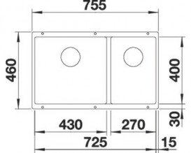 Мойка для кухни Blanco Subline 430/270-U 75,5х46 см SILGRANIT PuraDur® мягкий белый 527167