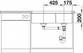 Мойка для кухни Blanco Subline 480/320-U 85.5х46 см SILGRANIT® PuraDur® черный 525993
