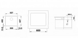 Мийка для кухні Blanco Subline 500-F 52,7х42,7 см SILGRANIT® PuraDur® чорний 525994