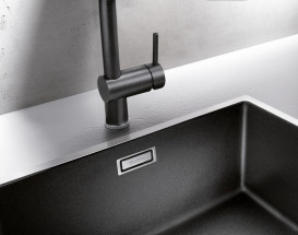 Мийка для кухні Blanco Subline 500-IF SteelFrame 54,3х44,3 см SILGRANIT PuraDur® чорний/сталевий кант 525998