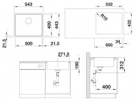 Мийка для кухні Blanco Subline 500-IF SteelFrame 54,3х44,3 см SILGRANIT PuraDur® чорний/сталевий кант 525998