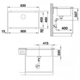 Мийка для кухні Blanco Subline 800-U SILGRANIT PuraDur® алюметаллик 523143