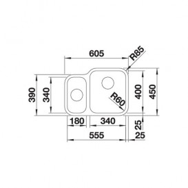 Мойка для кухни Blanco Supra 340/180-U нержавеющая сталь полированная 525217