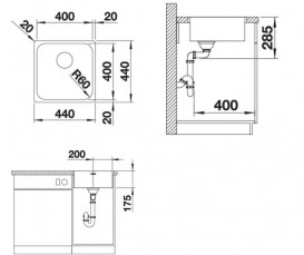 Мийка для кухні Blanco Supra 400-IF 44х44 см врізна нержавіюча сталь 526350