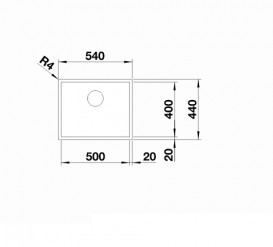 Мийка для кухні Blanco Zerox 500-U 54х44 см під стільницю темна сталь 526243