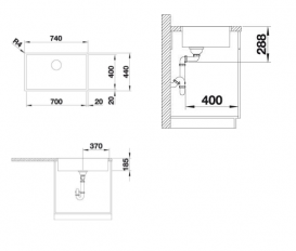 Мойка для кухни Blanco Zerox 700-IF 74х44 см врезная темная сталь 526246