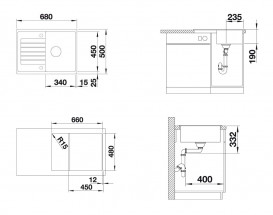 Мийка для кухні Blanco Zia 45 S Compact 68х50 см SILGRANIT® PuraDur® вулканічний сірий 527380
