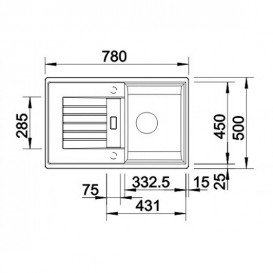 Мойка для кухни Blanco ZIA 45 S прямоугольная оборачиваемая с отверстием под смеситель черный 526013
