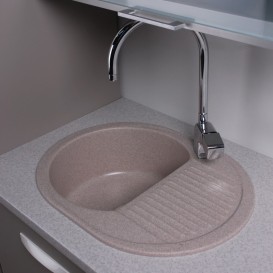 Мойка для кухни овальная Буль-Буль Yuta оборачиваемая врезная Магранит песочный 102067001