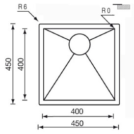 Мойка для кухни CM Filoquadra 45Х45 см Slim нержавеющая сталь 11901