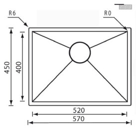Мойка для кухни CM Filoquadra 57Х45 см Slim нержавеющая сталь 11908