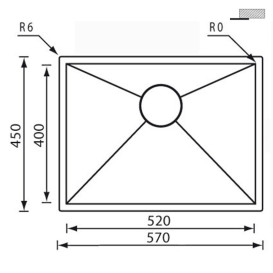 Миття для кухні CM Filoquadra 57Х45 см Sottotop нержавіюча сталь 11918